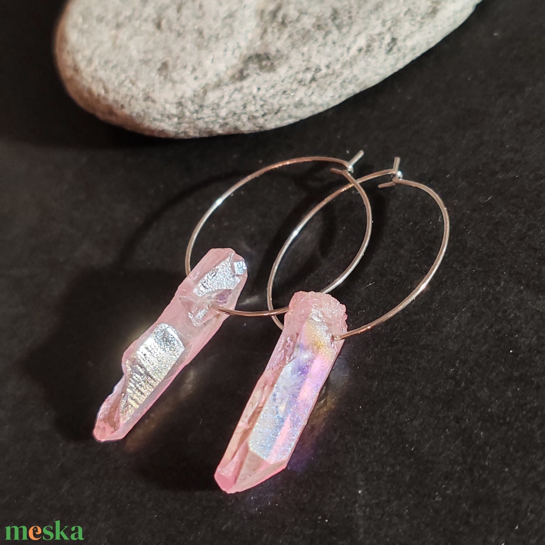 Kvarc karika fülbevaló  - ékszer - fülbevaló - karika fülbevaló - Meska.hu