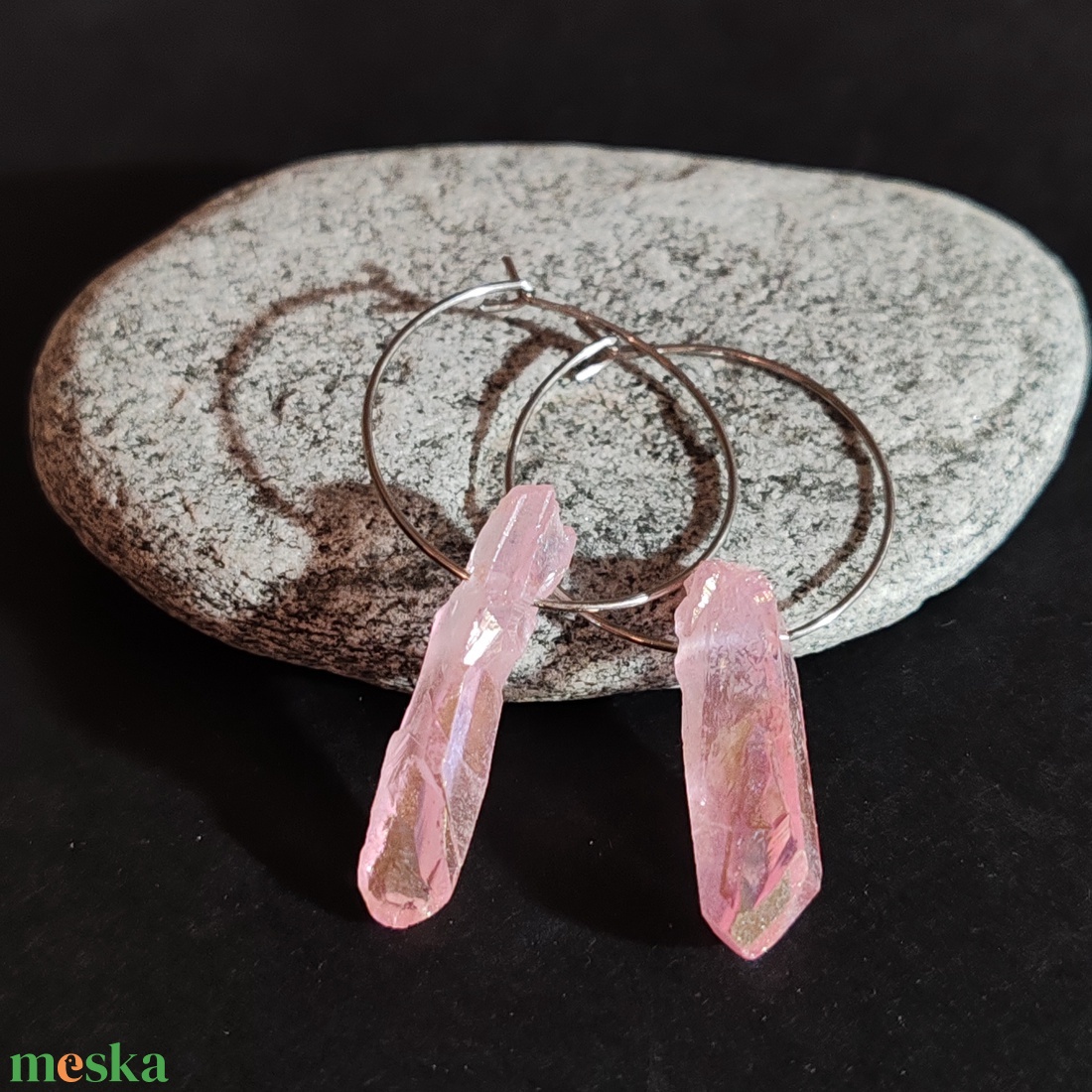 Kvarc karika fülbevaló  - ékszer - fülbevaló - karika fülbevaló - Meska.hu