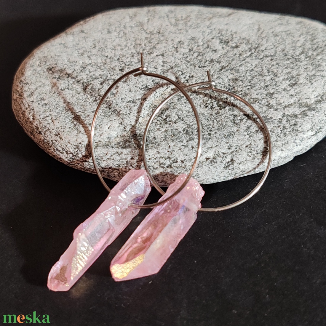 Kvarc karika fülbevaló  - ékszer - fülbevaló - karika fülbevaló - Meska.hu