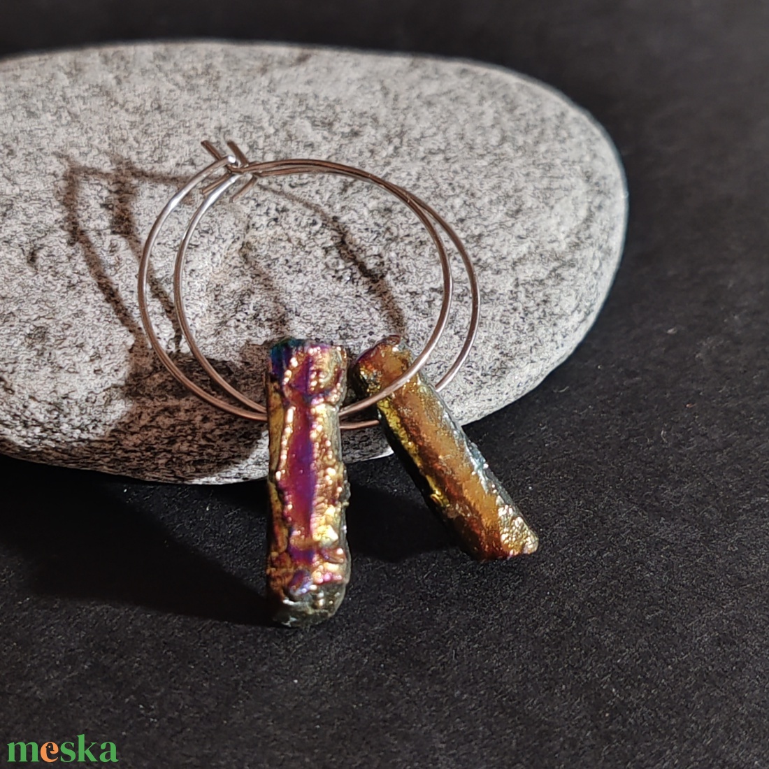 Csont fülbevaló  - ékszer - fülbevaló - karika fülbevaló - Meska.hu