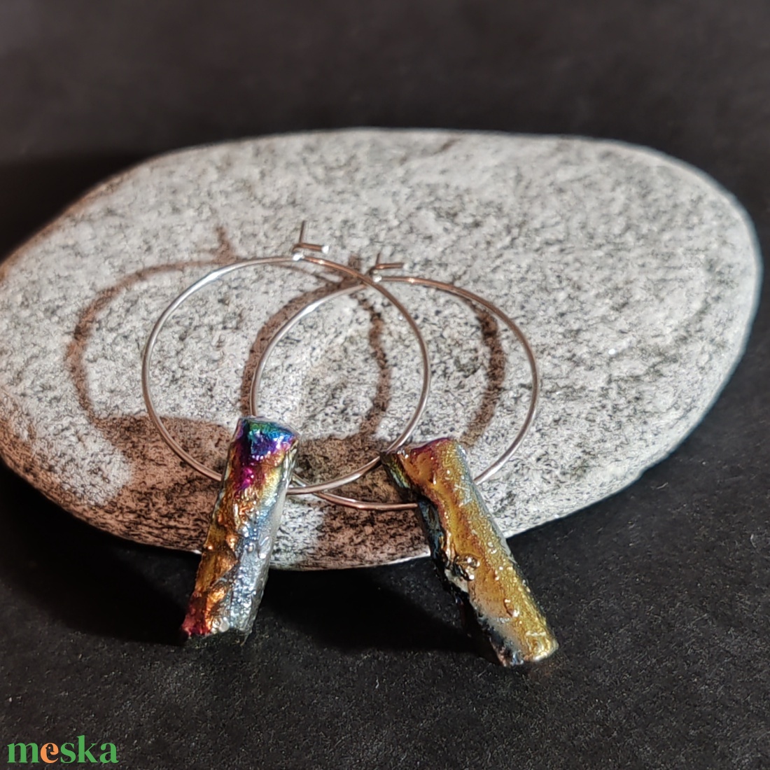 Csont fülbevaló  - ékszer - fülbevaló - karika fülbevaló - Meska.hu