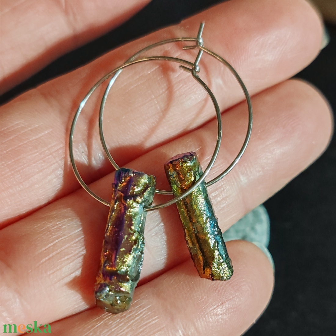 Csont fülbevaló  - ékszer - fülbevaló - karika fülbevaló - Meska.hu