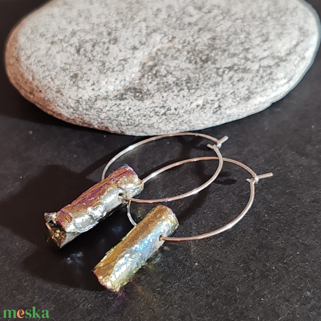 Csont fülbevaló  - ékszer - fülbevaló - karika fülbevaló - Meska.hu