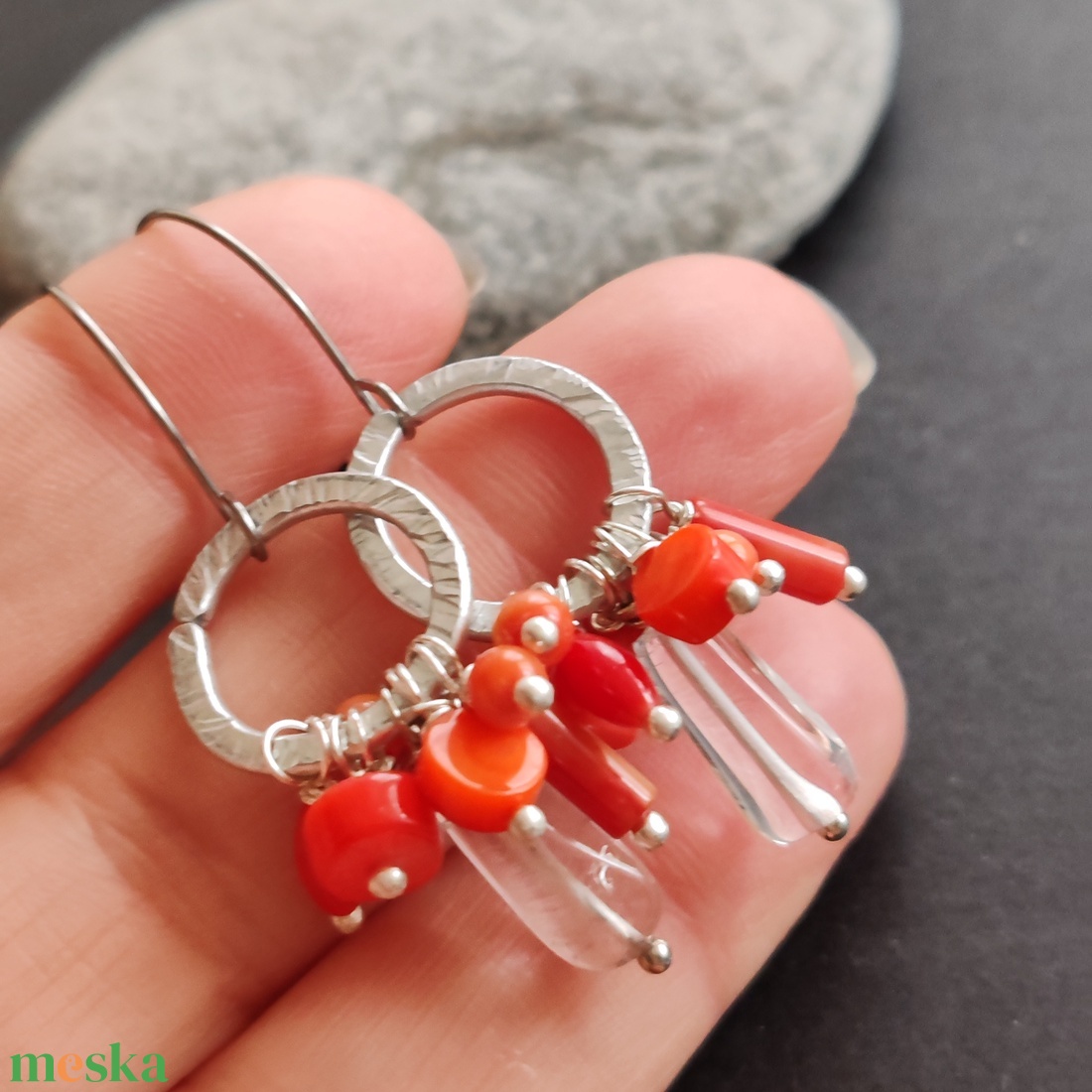 Csipkebogyó... fürtös fülbevaló - ékszer - fülbevaló - lógó fülbevaló - Meska.hu