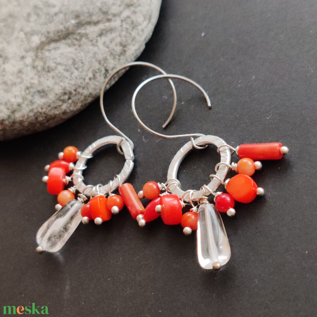 Csipkebogyó... fürtös fülbevaló - ékszer - fülbevaló - lógó fülbevaló - Meska.hu