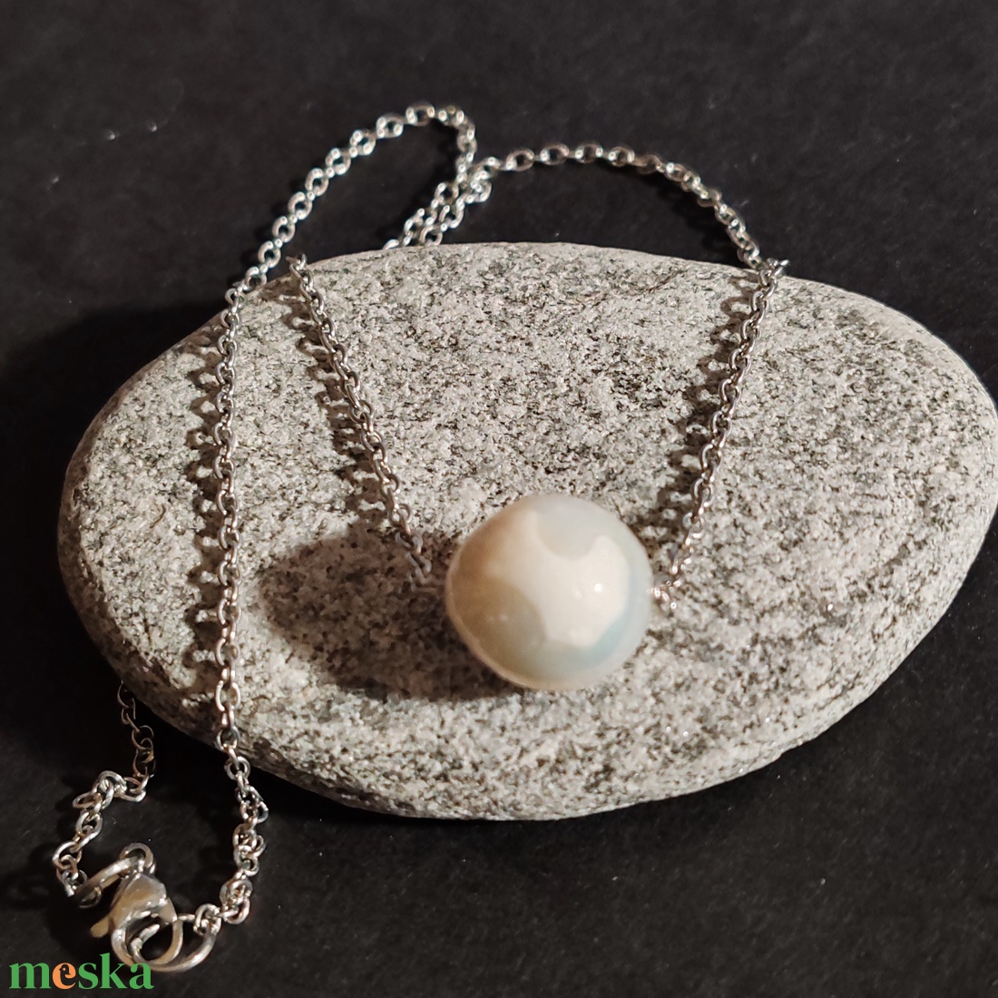 Barokk gyöngyös acél nyaklánc - ékszer - nyaklánc - medálos nyaklánc - Meska.hu