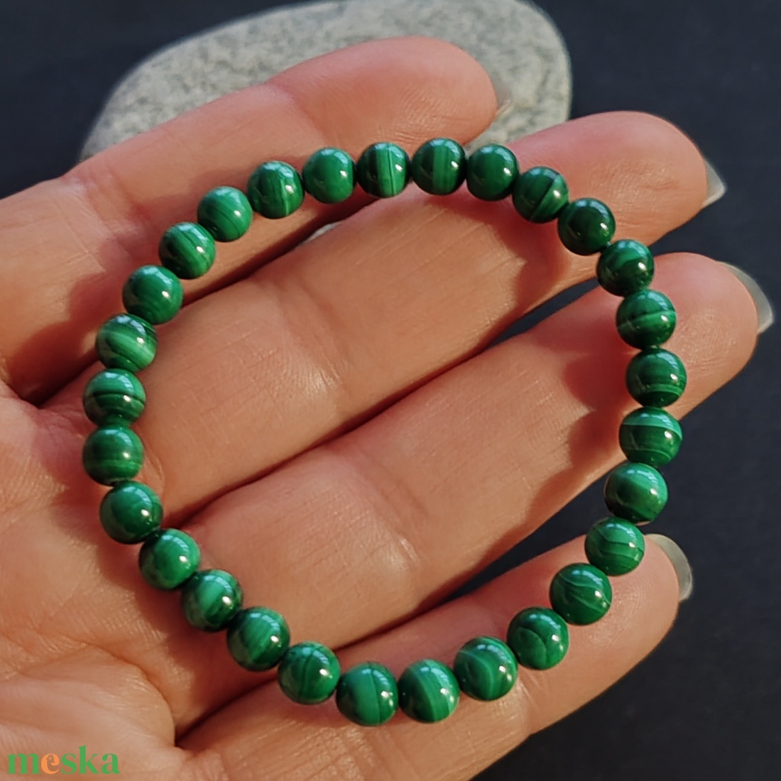 Malachit karkötő - ékszer - karkötő - gyöngyös karkötő - Meska.hu