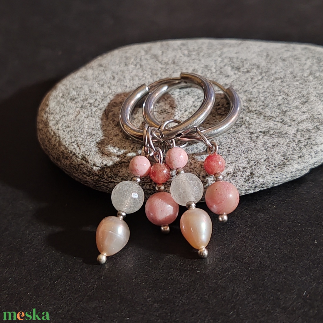 Kívánság fülbevaló... ásványokkal - ékszer - fülbevaló - lógós kerek fülbevaló - Meska.hu