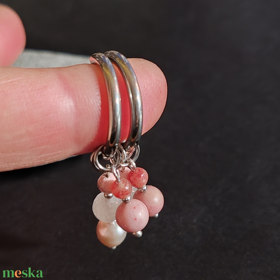 Kívánság fülbevaló... ásványokkal - ékszer - fülbevaló - lógós kerek fülbevaló - Meska.hu