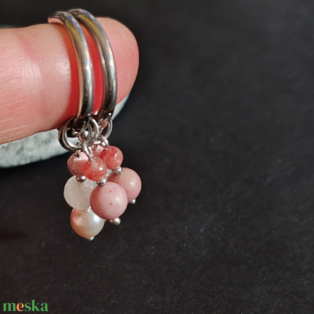 Kívánság fülbevaló... ásványokkal - ékszer - fülbevaló - lógós kerek fülbevaló - Meska.hu