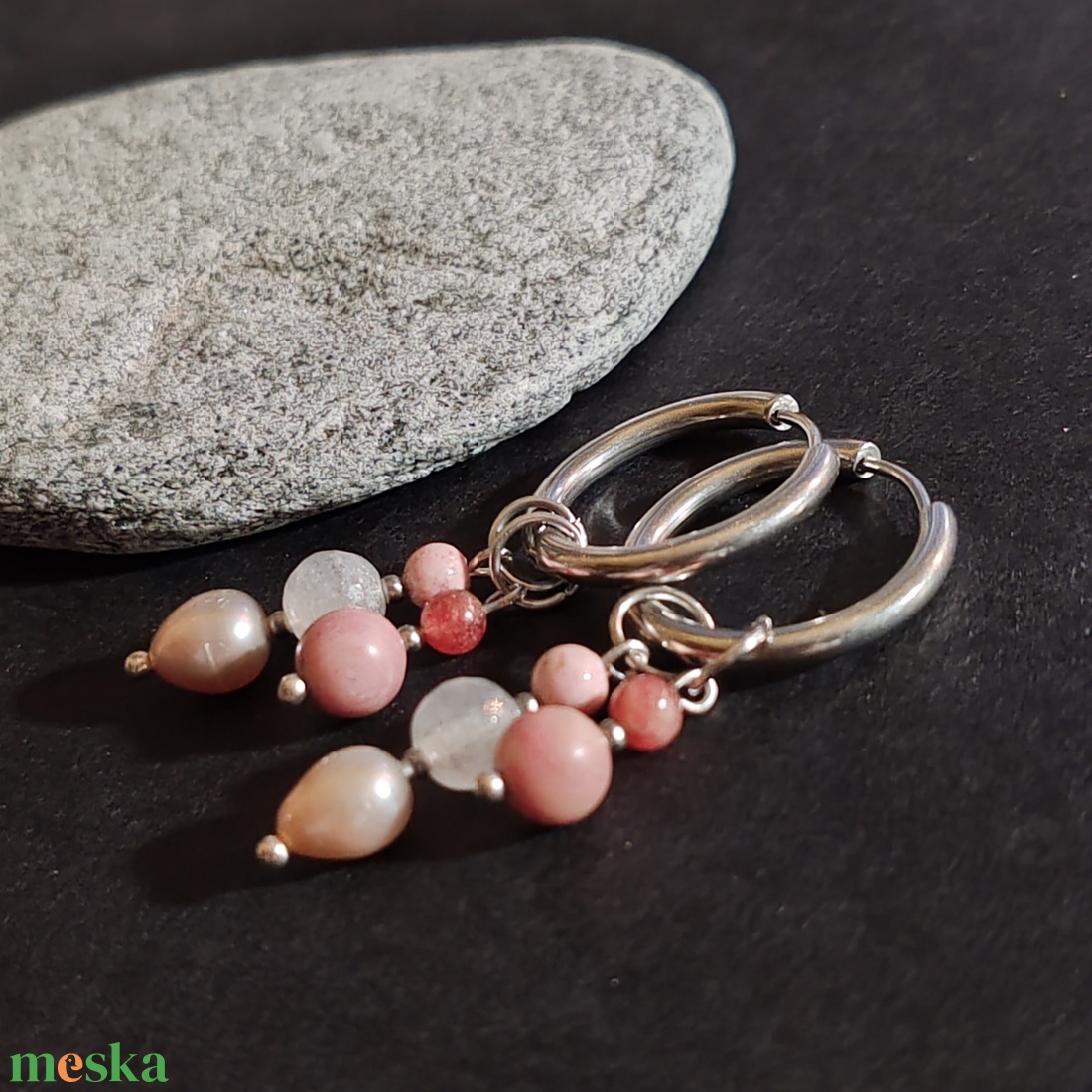 Kívánság fülbevaló... ásványokkal - ékszer - fülbevaló - lógós kerek fülbevaló - Meska.hu