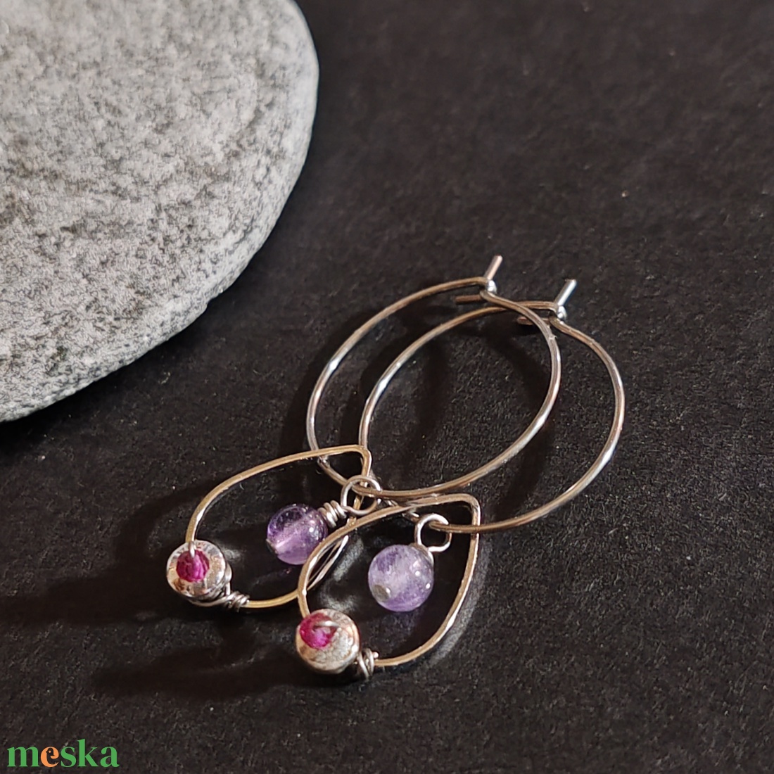 Cseppecske... acél fülbevaló  - ékszer - fülbevaló - karika fülbevaló - Meska.hu