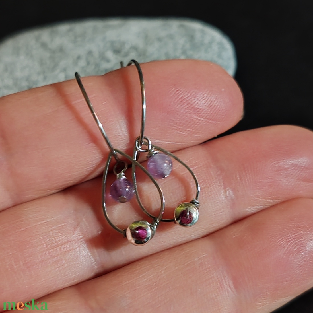 Cseppecske... acél fülbevaló  - ékszer - fülbevaló - karika fülbevaló - Meska.hu