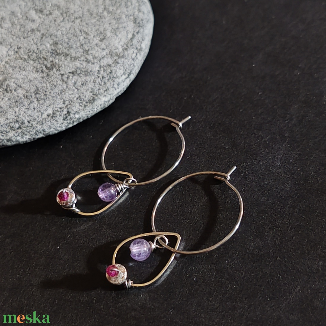 Cseppecske... acél fülbevaló  - ékszer - fülbevaló - karika fülbevaló - Meska.hu