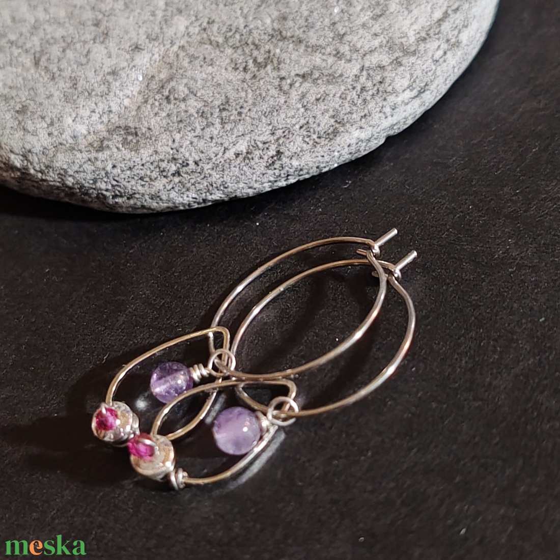 Cseppecske... acél fülbevaló  - ékszer - fülbevaló - karika fülbevaló - Meska.hu