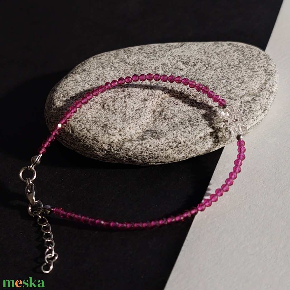 Minidesign... herkimer gyémánt - cirkónia karkötő  - ékszer - karkötő - gyöngyös karkötő - Meska.hu