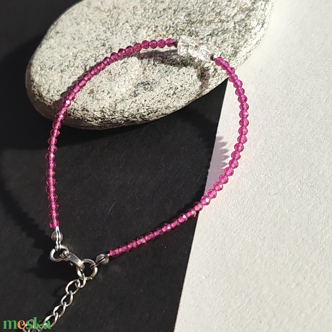 Minidesign... herkimer gyémánt - cirkónia karkötő  - ékszer - karkötő - gyöngyös karkötő - Meska.hu