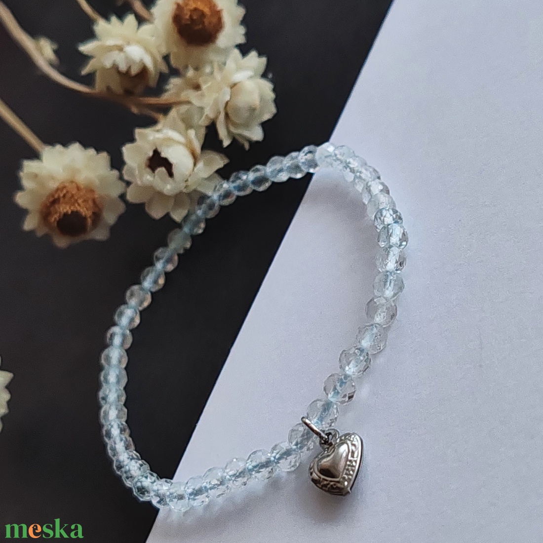 Kék topáz karkötő - ékszer - karkötő - gyöngyös karkötő - Meska.hu