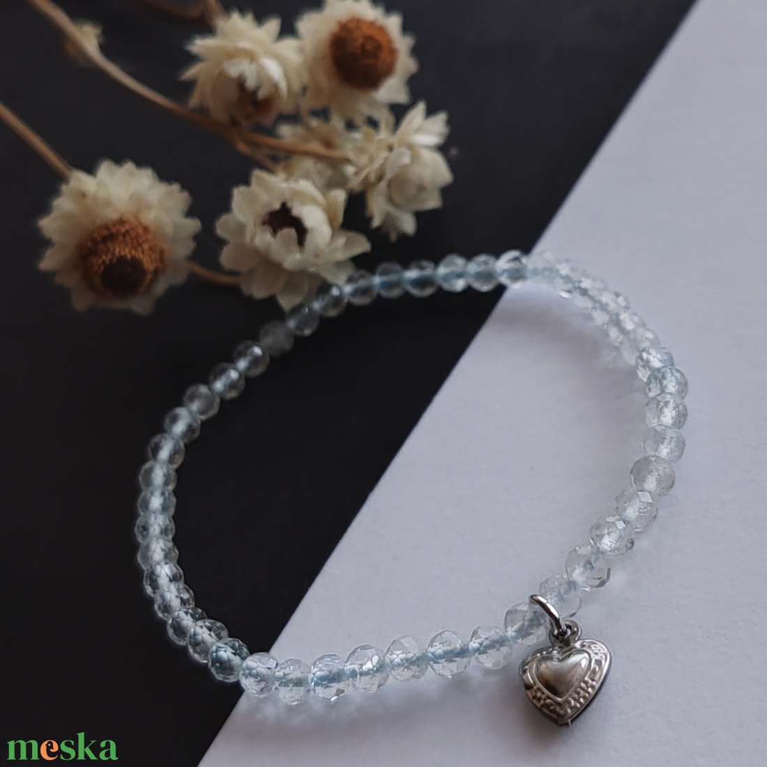 Kék topáz karkötő - ékszer - karkötő - gyöngyös karkötő - Meska.hu