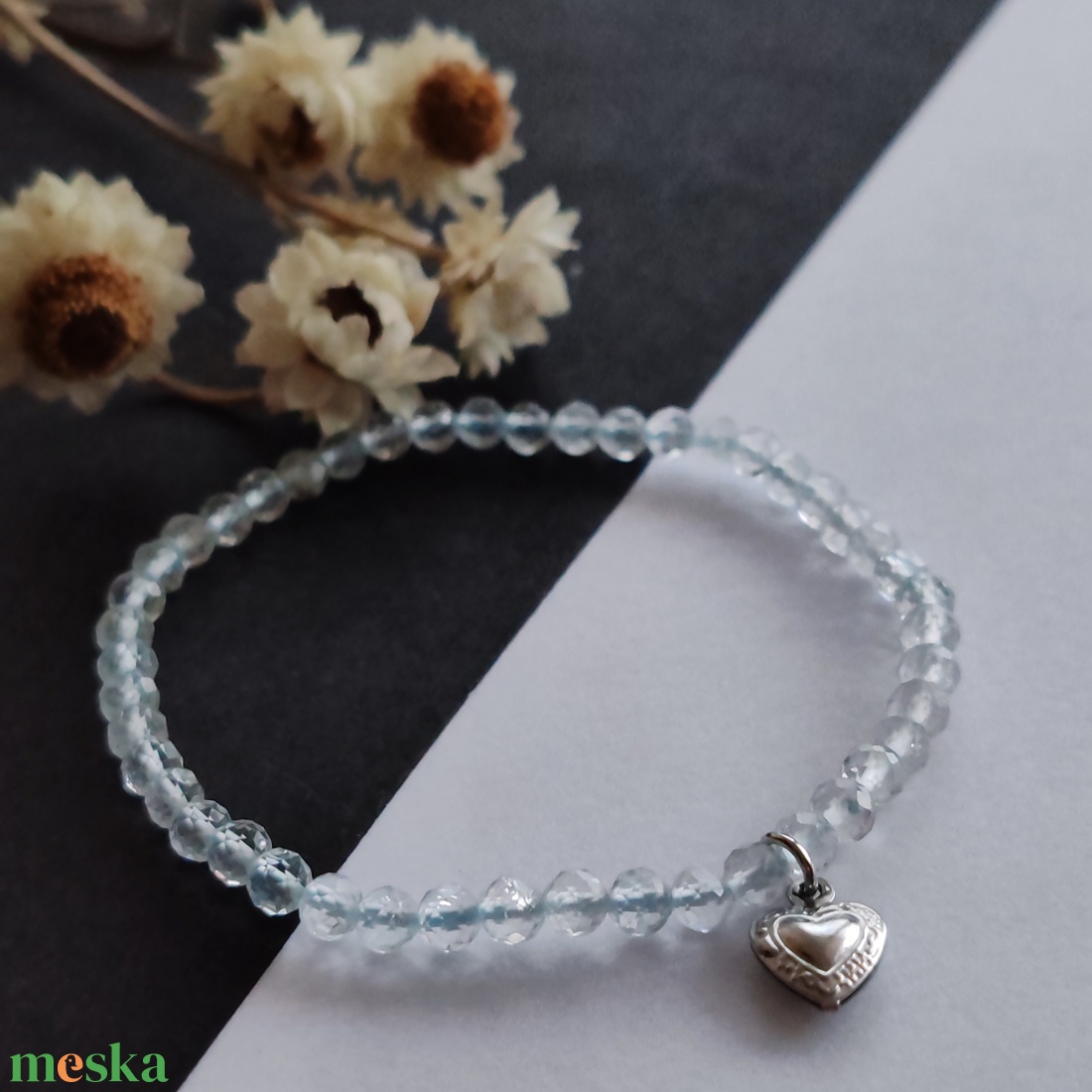 Kék topáz karkötő - ékszer - karkötő - gyöngyös karkötő - Meska.hu