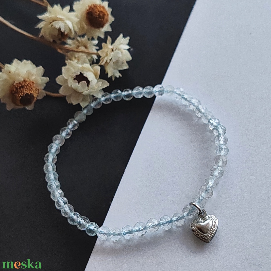 Kék topáz karkötő - ékszer - karkötő - gyöngyös karkötő - Meska.hu