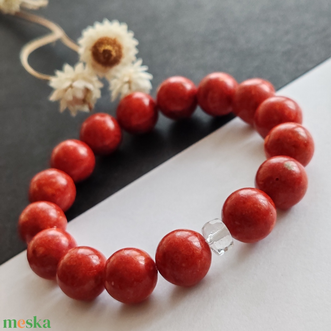 Szivacskorall karkötő  - ékszer - karkötő - ásványkarkötő - Meska.hu