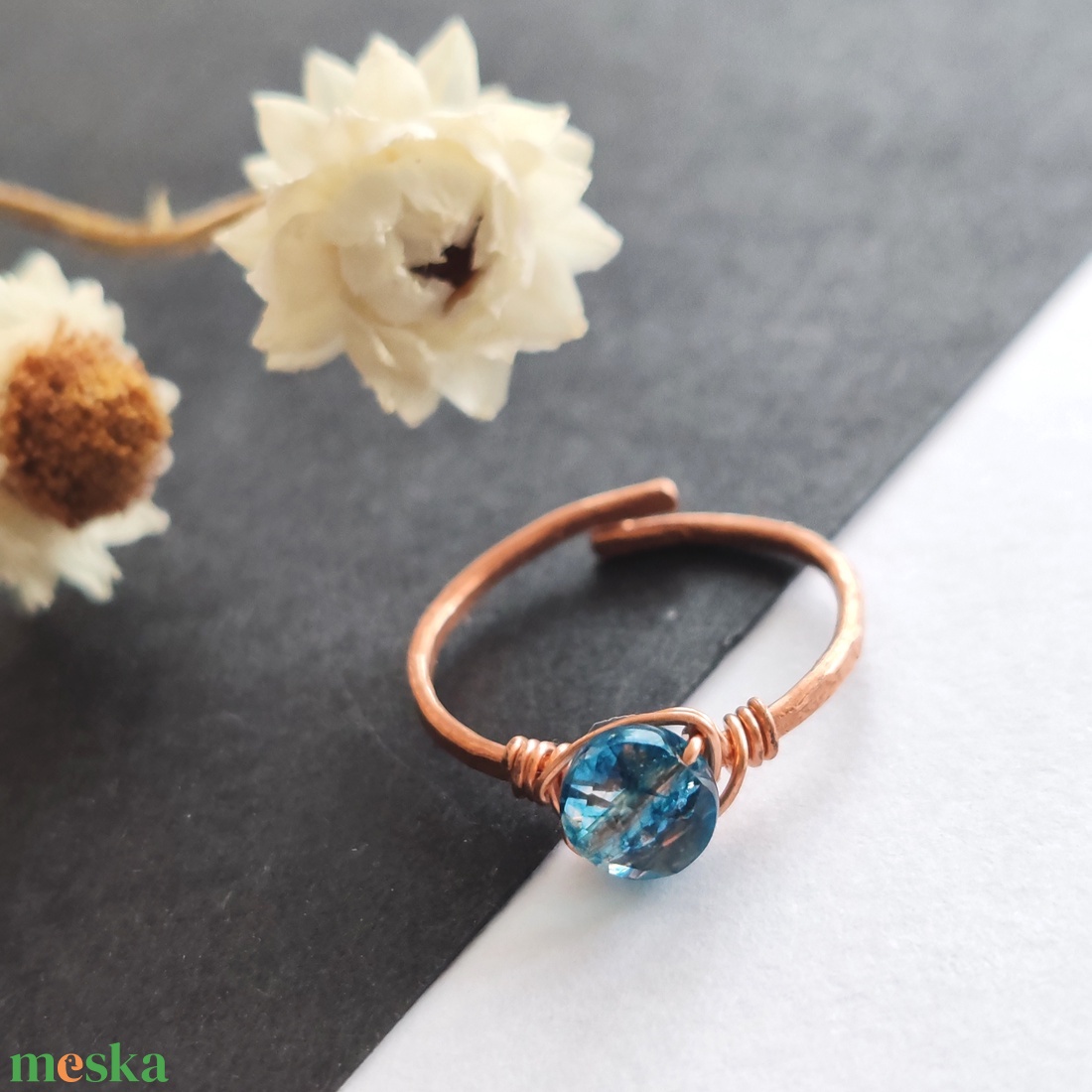Vörösréz kvarc gyűrű  - ékszer - gyűrű - fonódó gyűrű - Meska.hu