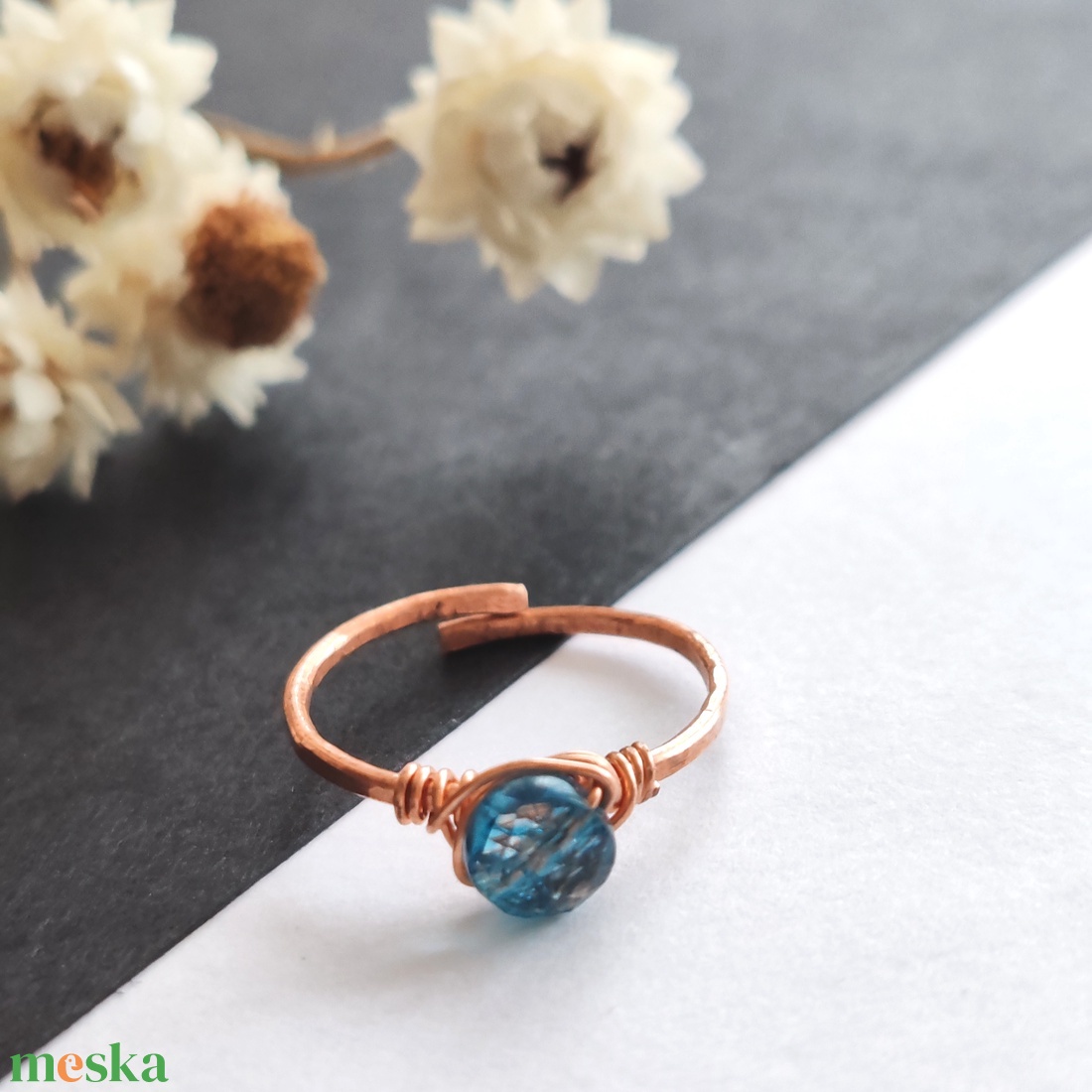 Vörösréz kvarc gyűrű  - ékszer - gyűrű - fonódó gyűrű - Meska.hu
