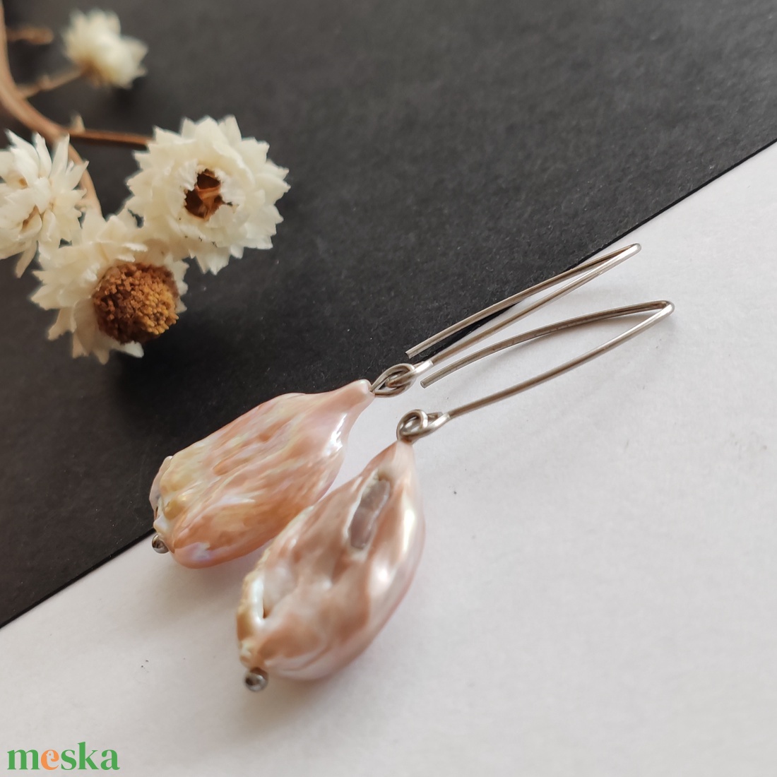 Nagy barokk gyöngy fülbevaló - ékszer - fülbevaló - lógó fülbevaló - Meska.hu