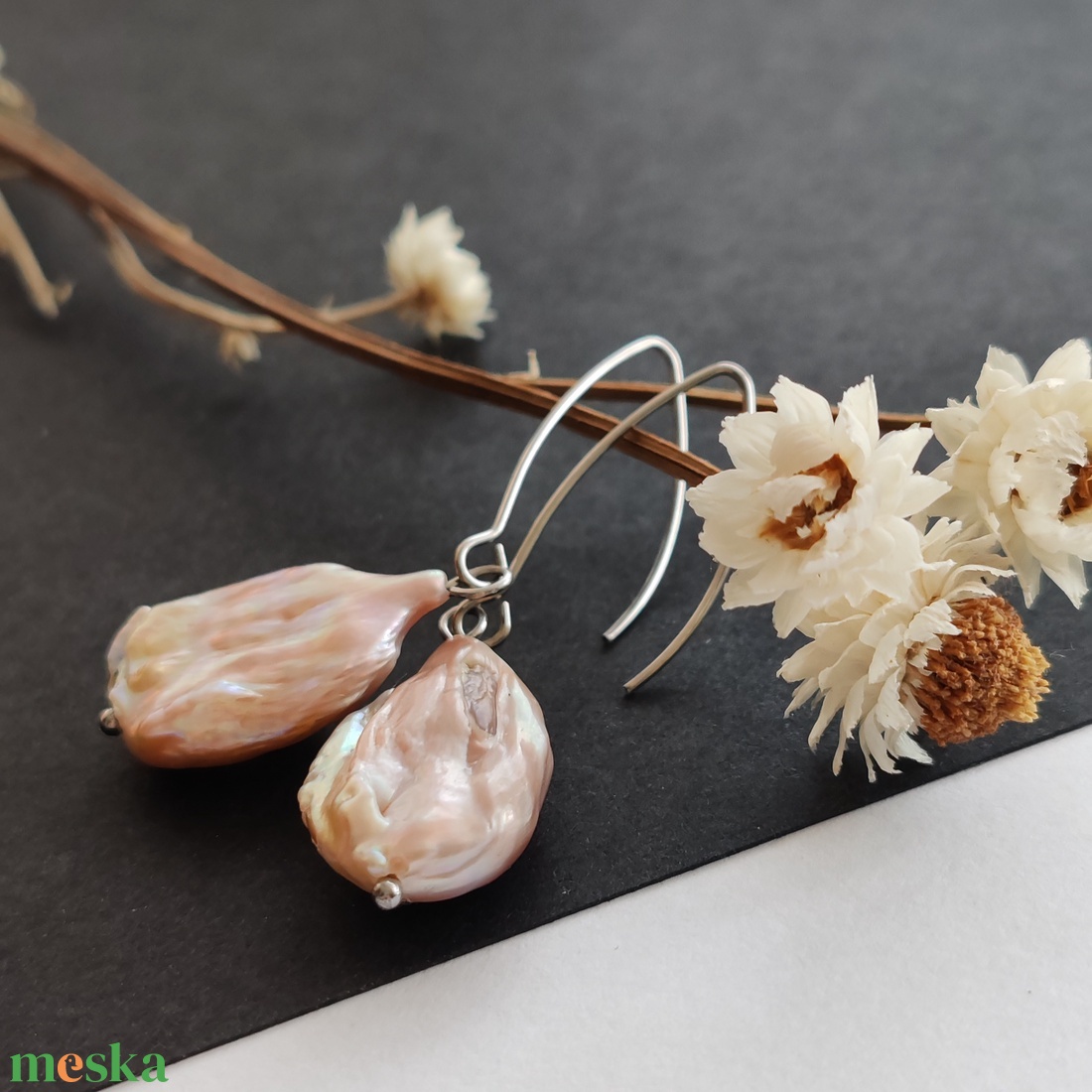 Nagy barokk gyöngy fülbevaló - ékszer - fülbevaló - lógó fülbevaló - Meska.hu