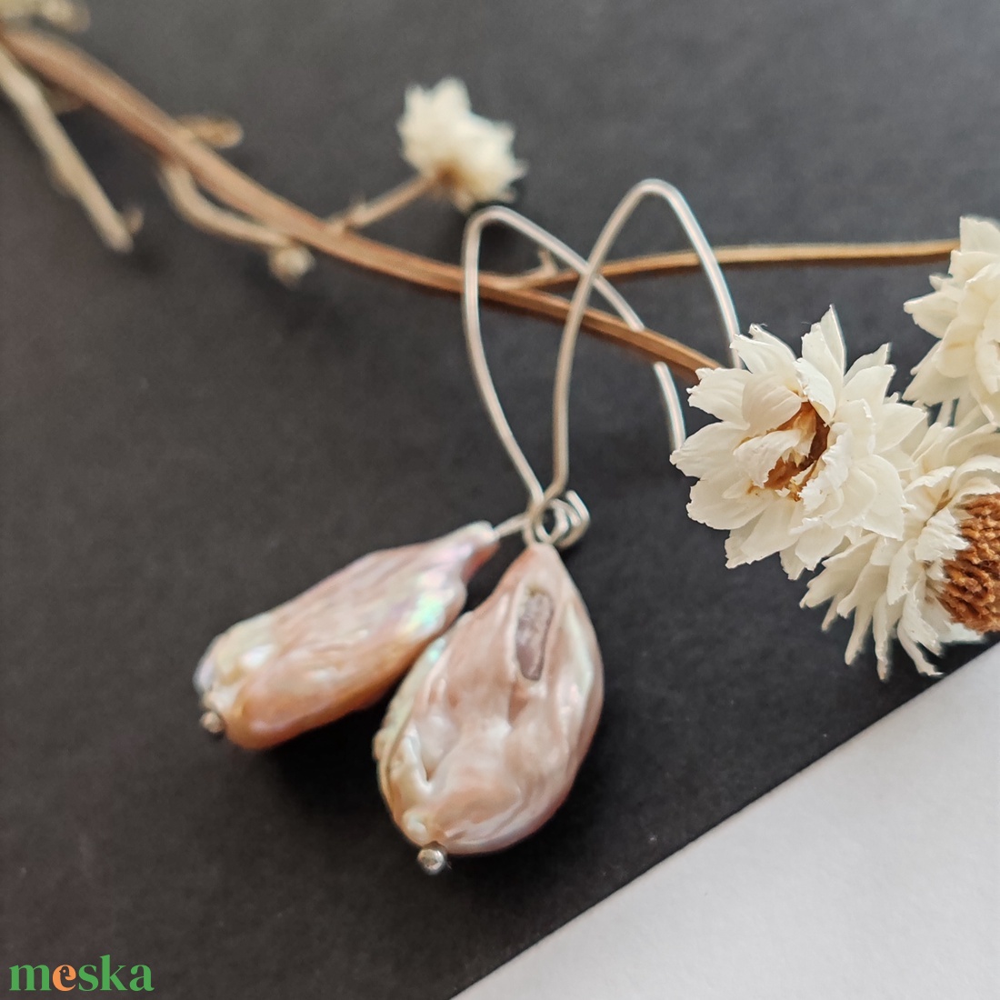 Nagy barokk gyöngy fülbevaló - ékszer - fülbevaló - lógó fülbevaló - Meska.hu