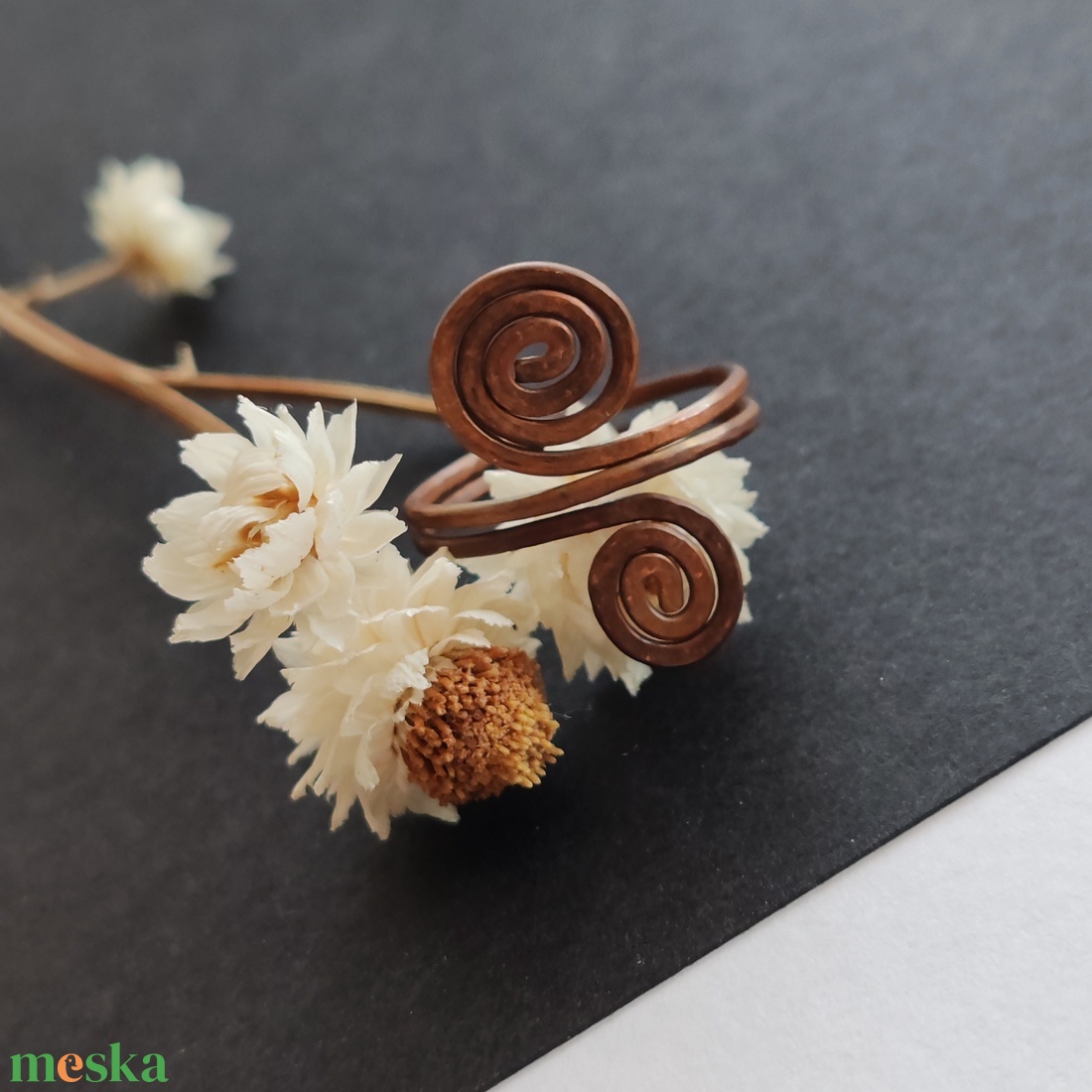 Dupla csigás vörösréz gyűrű  - ékszer - gyűrű - fonódó gyűrű - Meska.hu