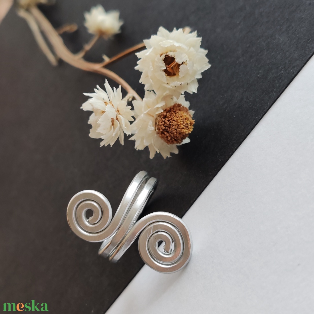 Dupla nagy csiga... ezüst alumínium gyűrű  - ékszer - gyűrű - fonódó gyűrű - Meska.hu