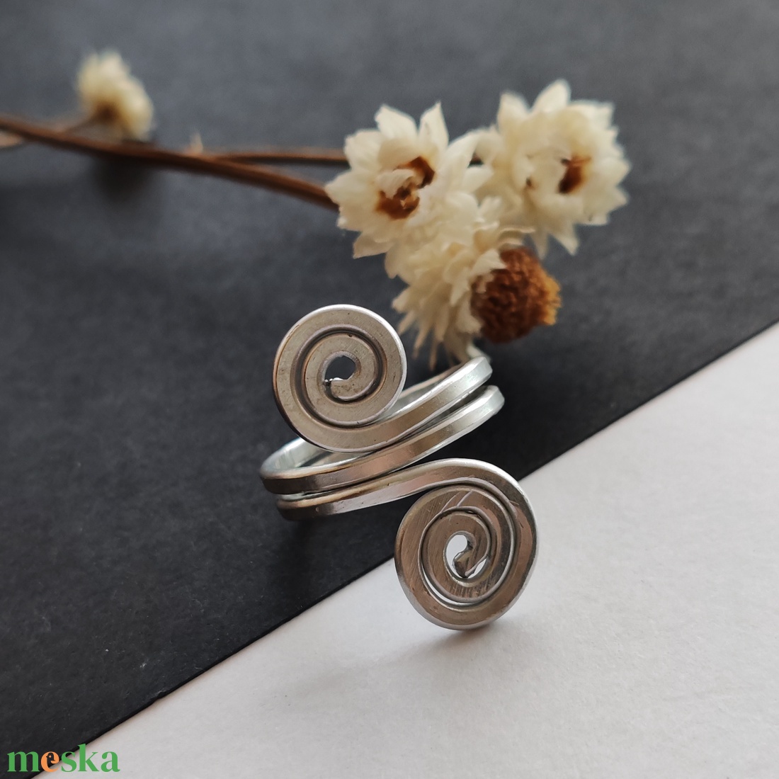 Dupla nagy csiga... ezüst alumínium gyűrű  - ékszer - gyűrű - fonódó gyűrű - Meska.hu