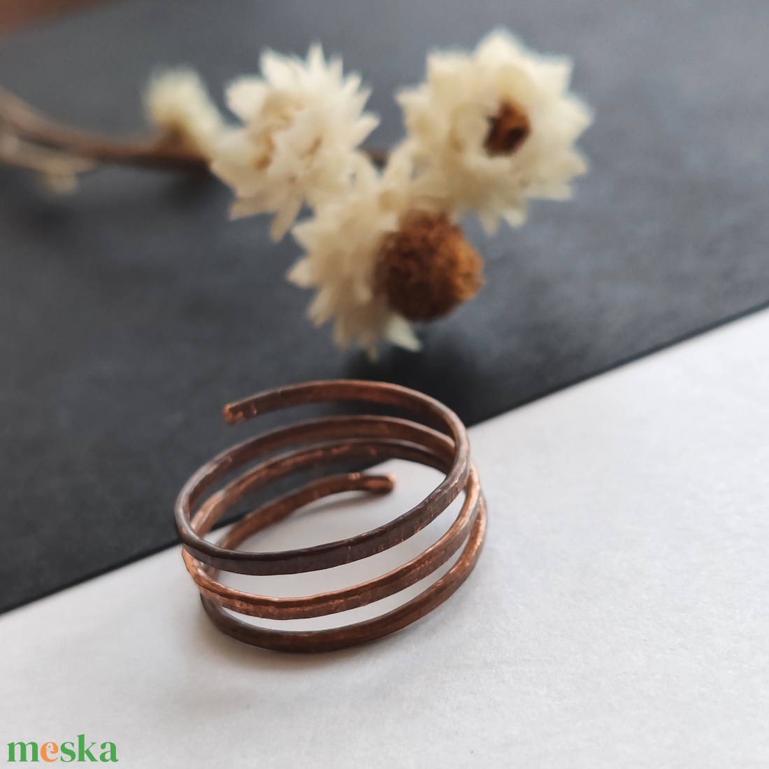 Vörösréz minimál gyűrű  - ékszer - gyűrű - fonódó gyűrű - Meska.hu