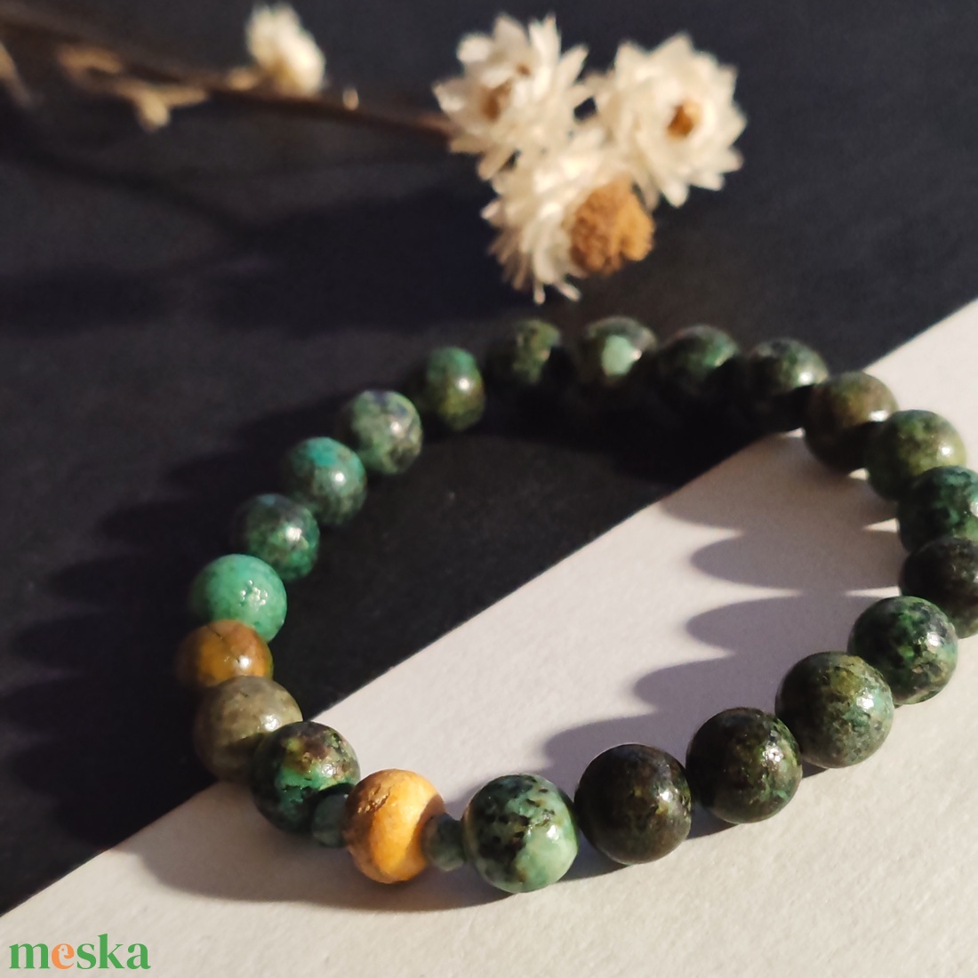 Illatos karkötő... afrikai türkiz - palo santo - ékszer - karkötő - gyöngyös karkötő - Meska.hu