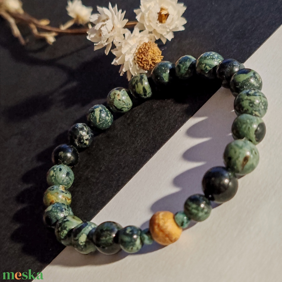 Illatos karkötő... kambaba jáspis - palo santo - ékszer - karkötő - gyöngyös karkötő - Meska.hu