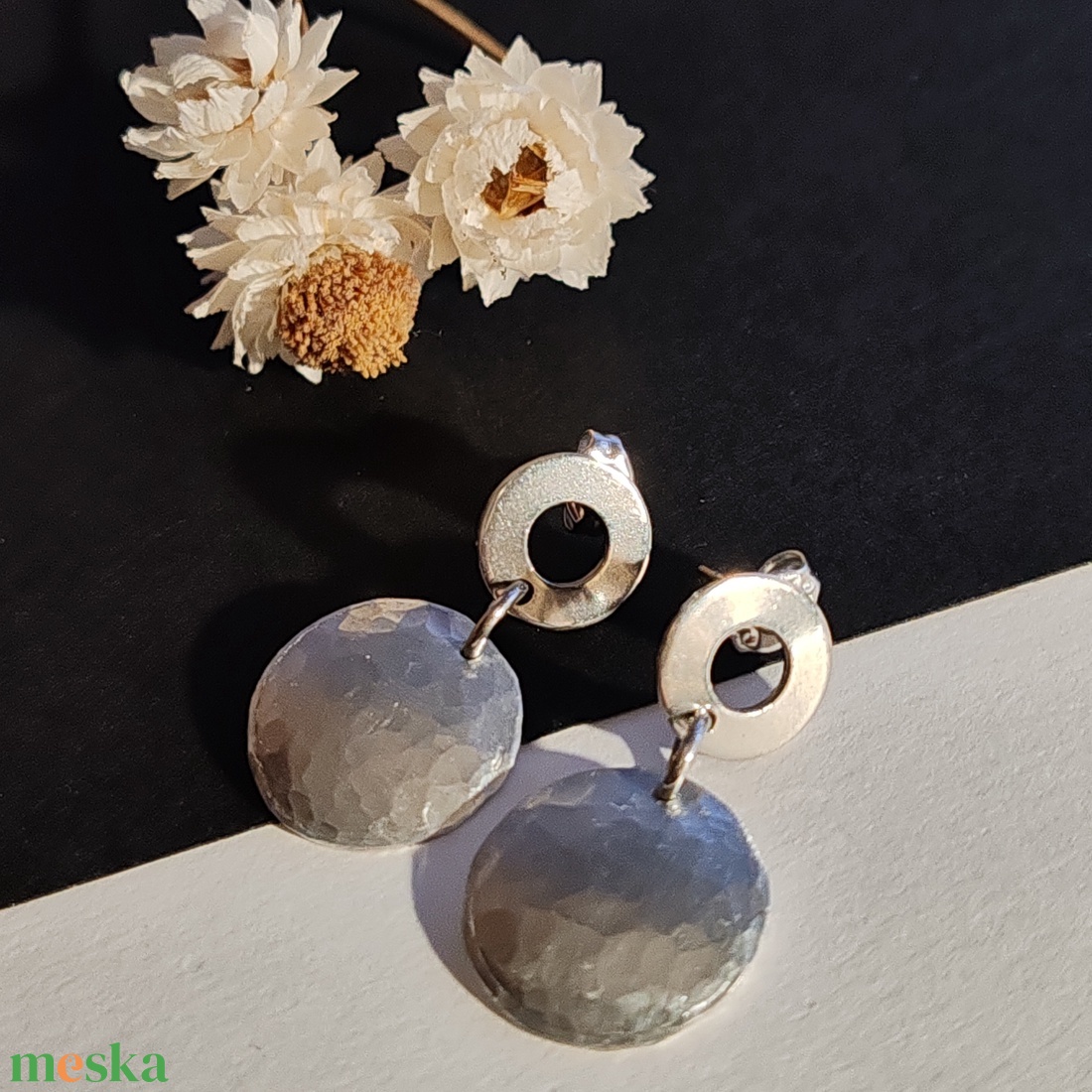 Acél - alumínium bedugós fülbevaló  - ékszer - fülbevaló - lógó fülbevaló - Meska.hu