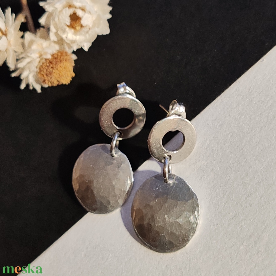 Acél - alumínium bedugós fülbevaló  - ékszer - fülbevaló - lógó fülbevaló - Meska.hu