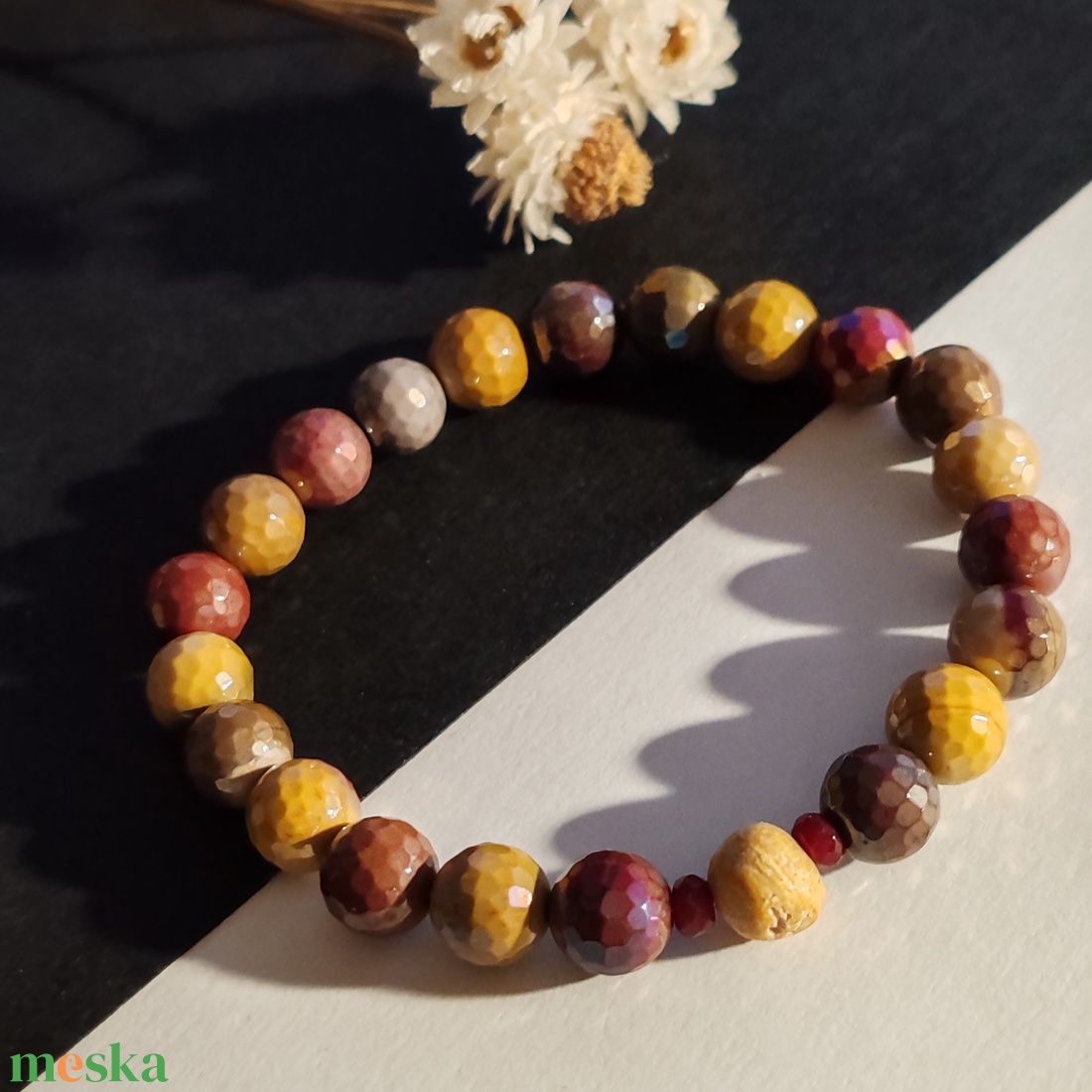 Illatos karkötő... aurás mokait jáspis - palo santo - ékszer - karkötő - gyöngyös karkötő - Meska.hu