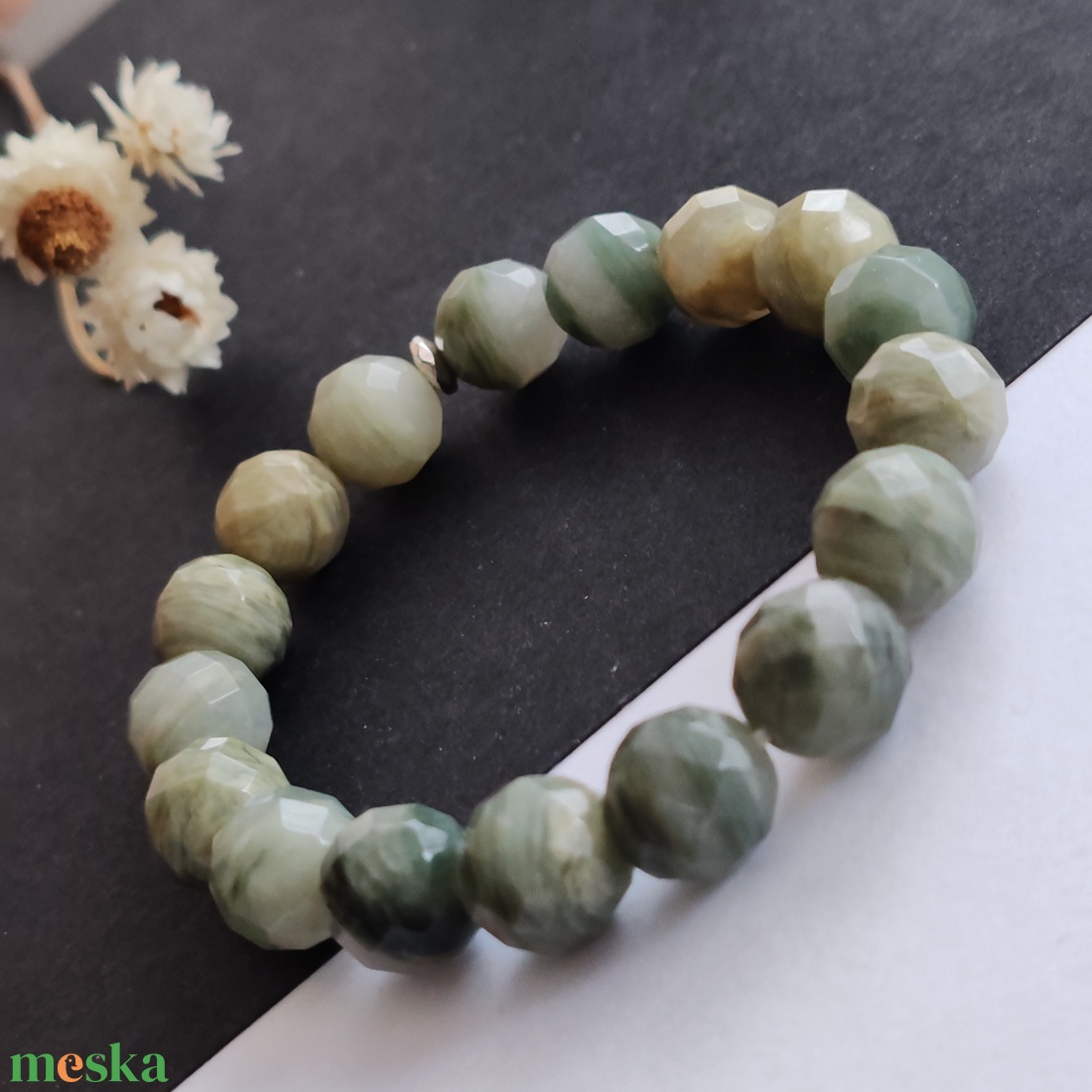 Szerpentin kvarc karkötő  - ékszer - karkötő - gyöngyös karkötő - Meska.hu