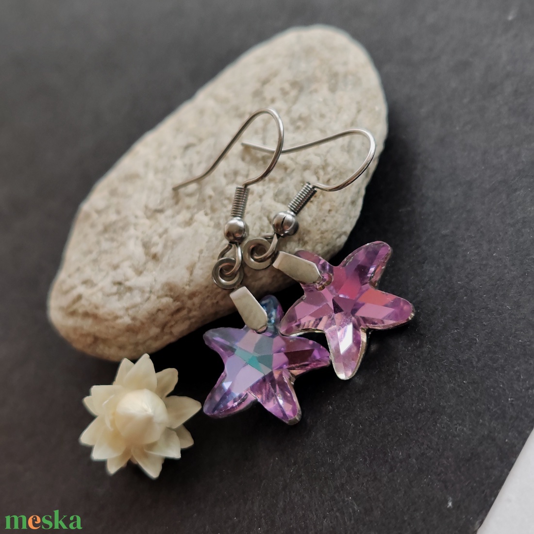 Csillag fülbevaló - ékszer - fülbevaló - lógó fülbevaló - Meska.hu