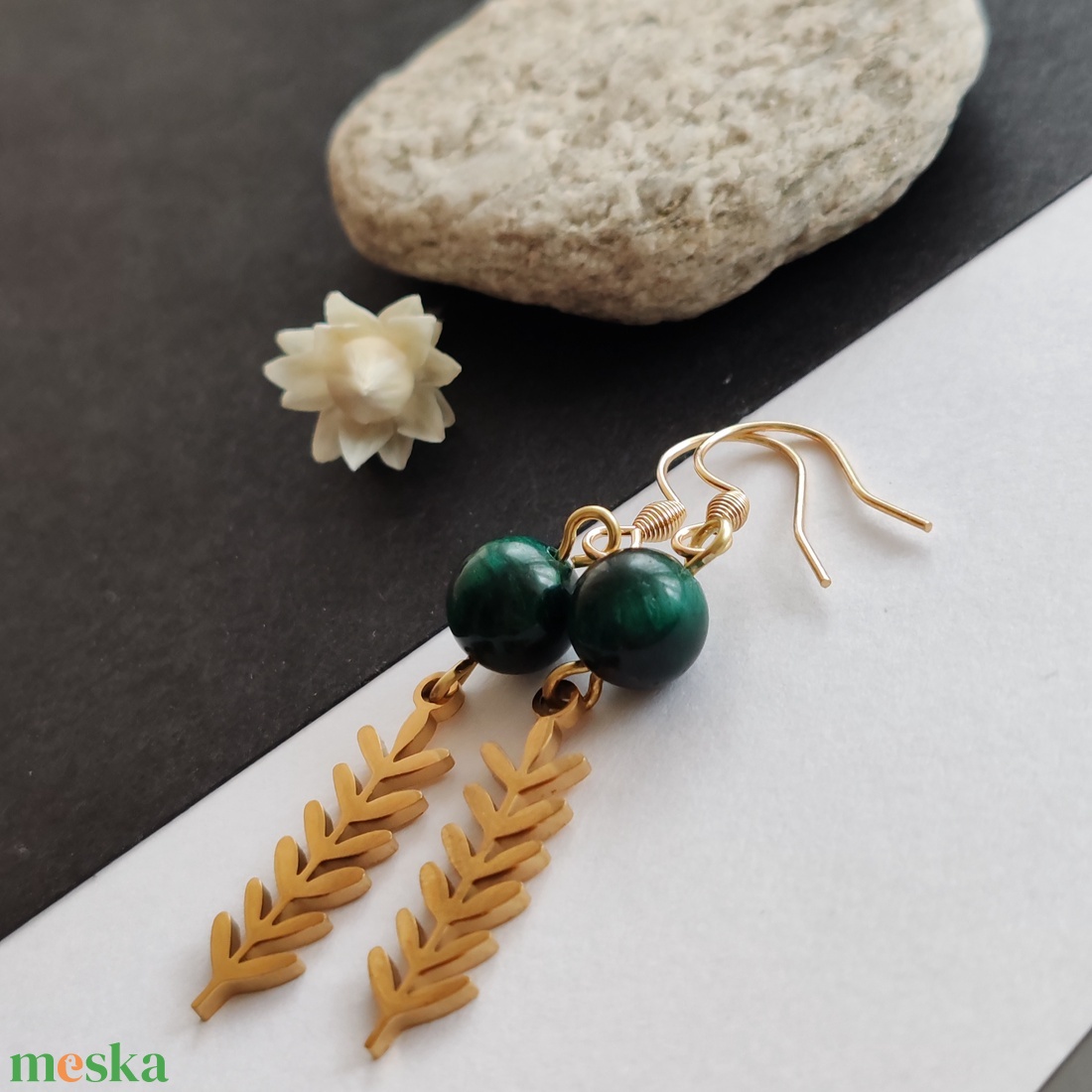 Tigrisszem acél fülbevaló - ékszer - fülbevaló - lógó fülbevaló - Meska.hu