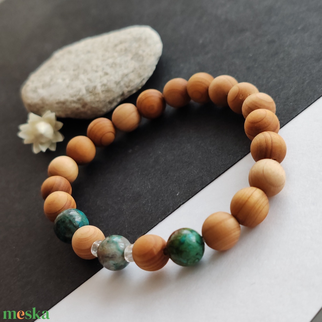 Szantálfa - kvantum kvattro - hegyikristály karkötő - ékszer - karkötő - gyöngyös karkötő - Meska.hu