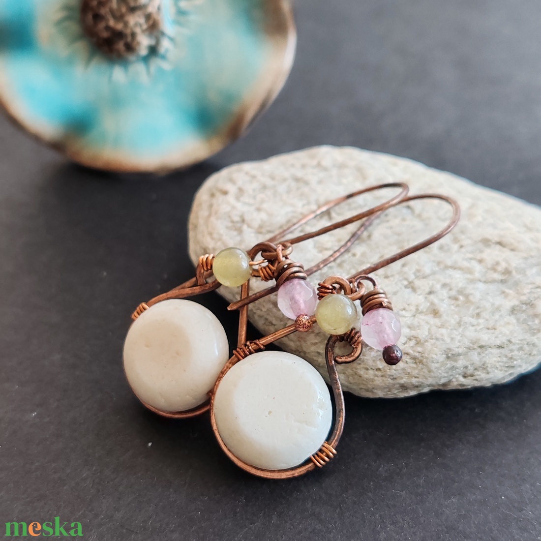 Tavaszi frissítő... réz fülbevaló  - ékszer - fülbevaló - lógó fülbevaló - Meska.hu