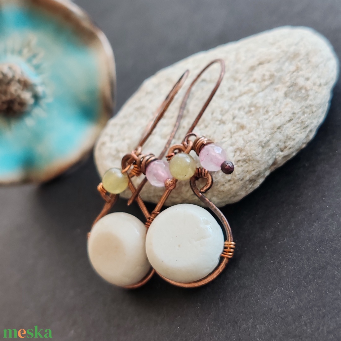 Tavaszi frissítő... réz fülbevaló  - ékszer - fülbevaló - lógó fülbevaló - Meska.hu