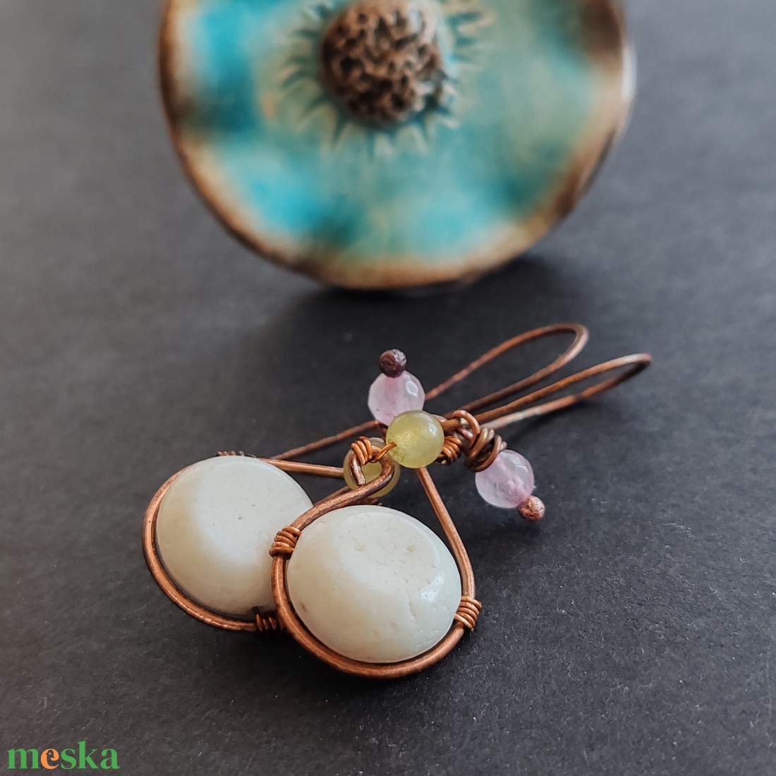 Tavaszi frissítő... réz fülbevaló  - ékszer - fülbevaló - lógó fülbevaló - Meska.hu