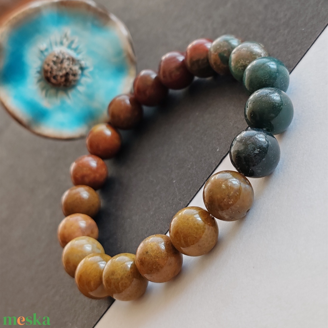 Indiai achát karkötő  - ékszer - karkötő - gyöngyös karkötő - Meska.hu