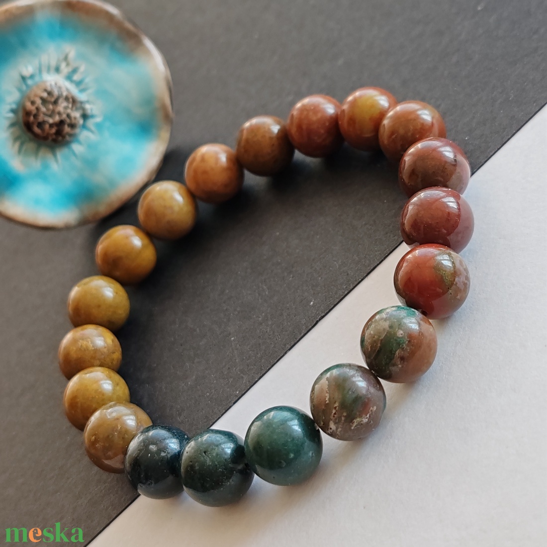 Indiai achát karkötő  - ékszer - karkötő - gyöngyös karkötő - Meska.hu