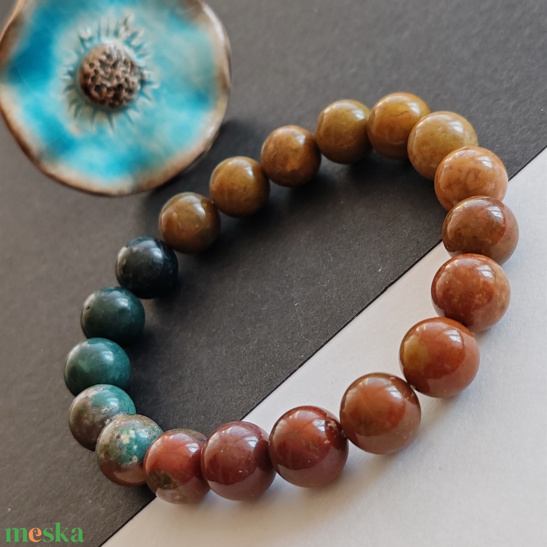 Indiai achát karkötő  - ékszer - karkötő - gyöngyös karkötő - Meska.hu